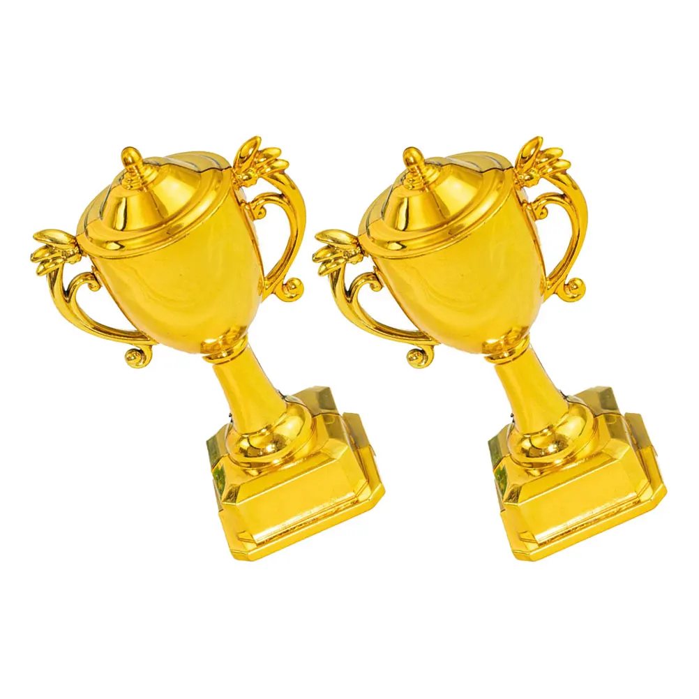 

2PCS Trophy Cake Toppers Plastic Gold Awards for Birthday Sports Wedding Decorations Mini Trophies Plastic Cups