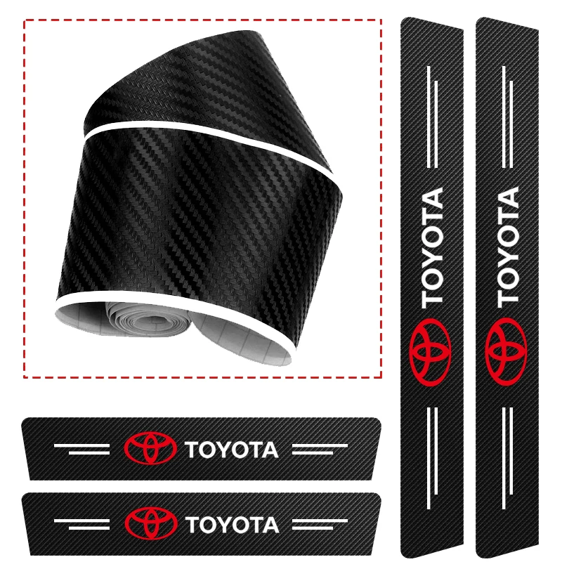 Toyota Car Threshold Sticker Carbon Fibre Decorative Stickers For Hilux Aygo Yaris Ractis Corolla Camry CHR Auris Rav4 Aqua Voxy