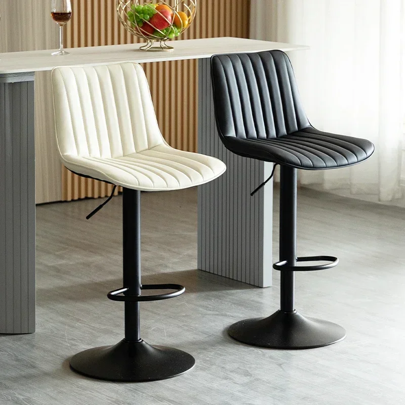 Swivel Counter Height Barstools Adjustable PU Leather Bar Chairs with Backrest Modern Bar Stools Counter Seating