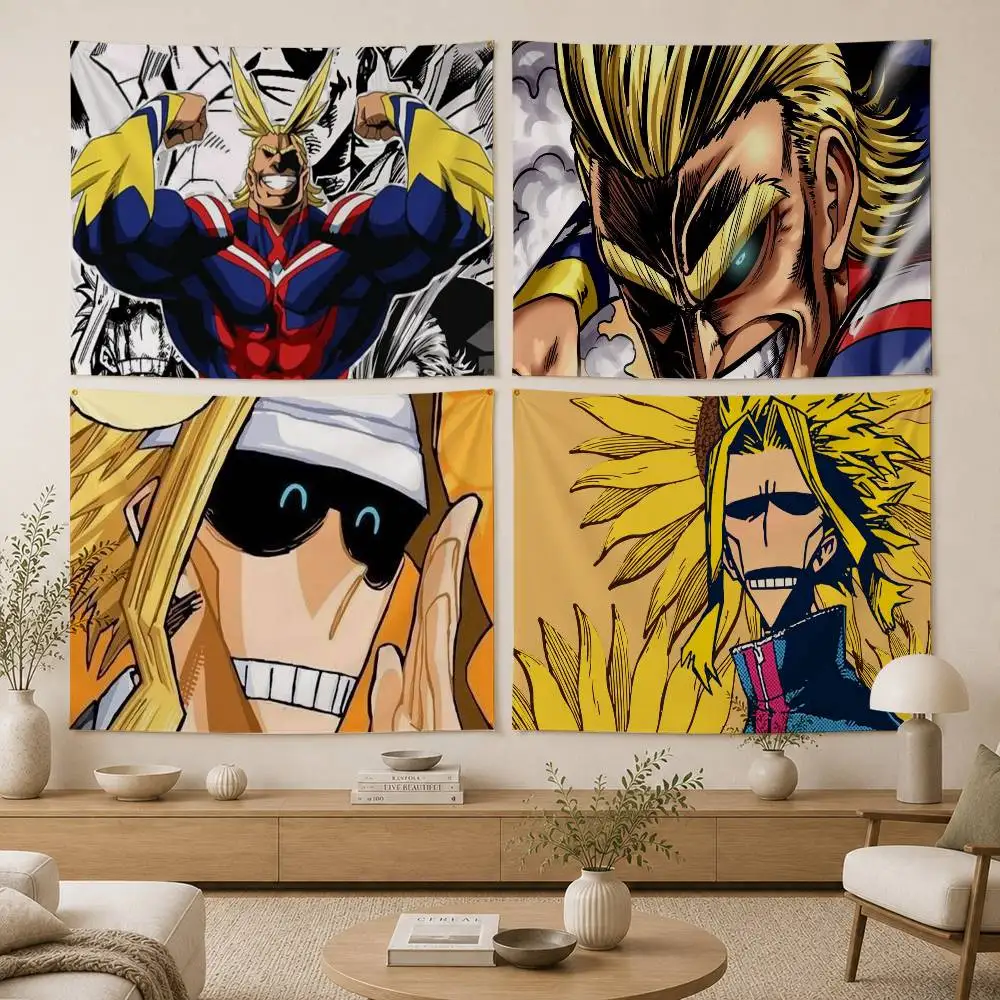 Cartoon Character All Might Flag Digital Printing Banner for Garage Wall Out Door Decoration