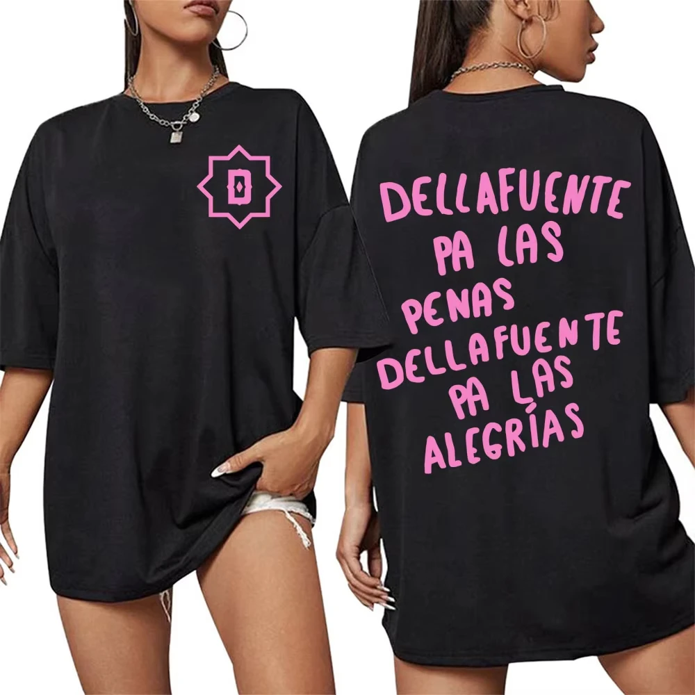 Camiseta Gráfica Rapper Dellafuente Pa Las Penas Dellafuente Pa Las Alegrías Moda Hip Hop Masculina e Feminina Camisetas de Algodão