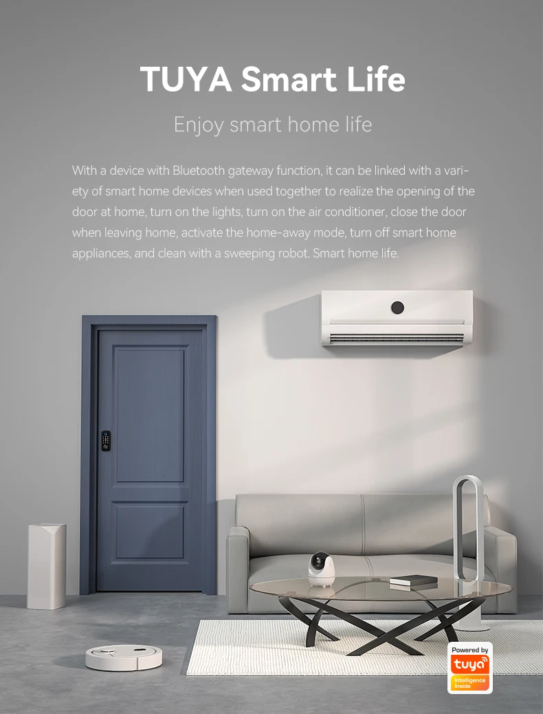 WiFi Smart Schmale Seite Fingerabdruck Codiertes Türschloss Fernbedienung Wasserdichter kurzer Griff für schlankes, dünnes Glaschiebetüren – Detail 13