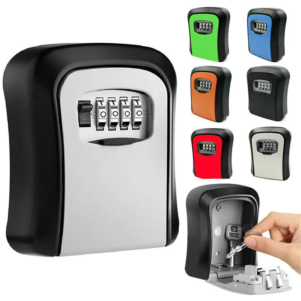 Wall Mounted Engineering Plastic Key Lock Box Safe Box Weatherproof 4 Digit Password Key Storage Box Indoor Outdoor