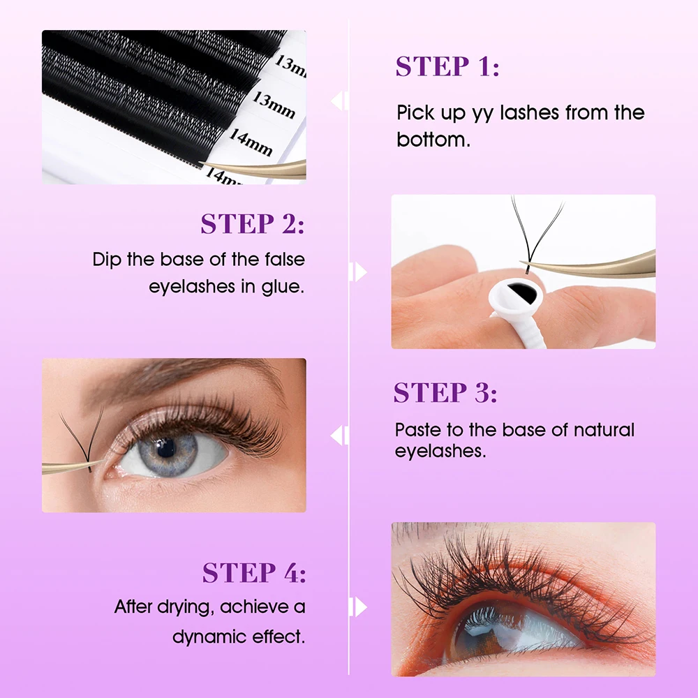 MASSCAKU U-Form YY Wimpernverlängerung C D Curl 0,07 mm Dicke Y-Stil Wimpern Professionelle handgemachte vorgefertigte Fächerwimpern – Detail 7