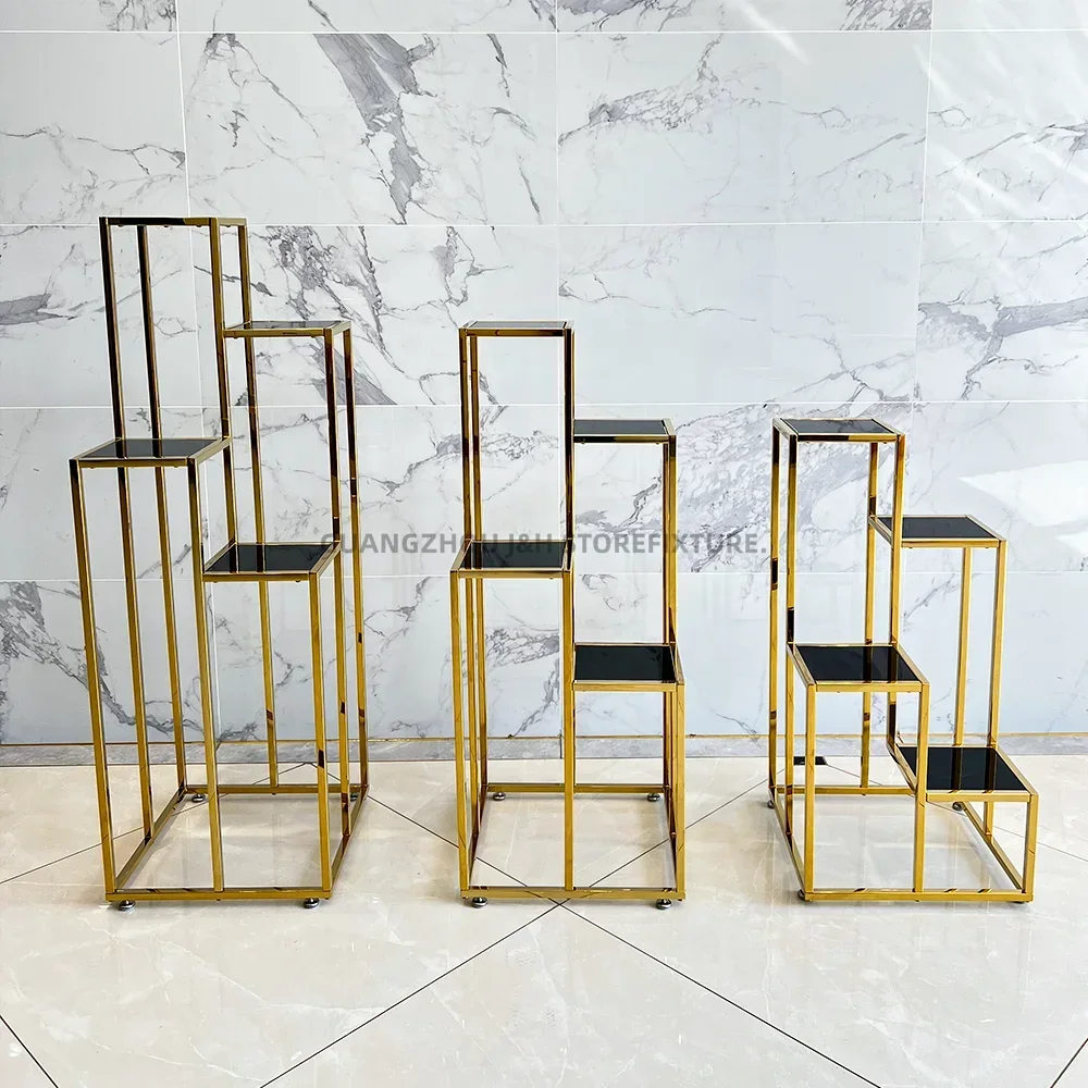 Boutique Store Flower Pot Display Stand Indoor Shelf Flower Plant Display Stand Wedding Decoration For Storage
