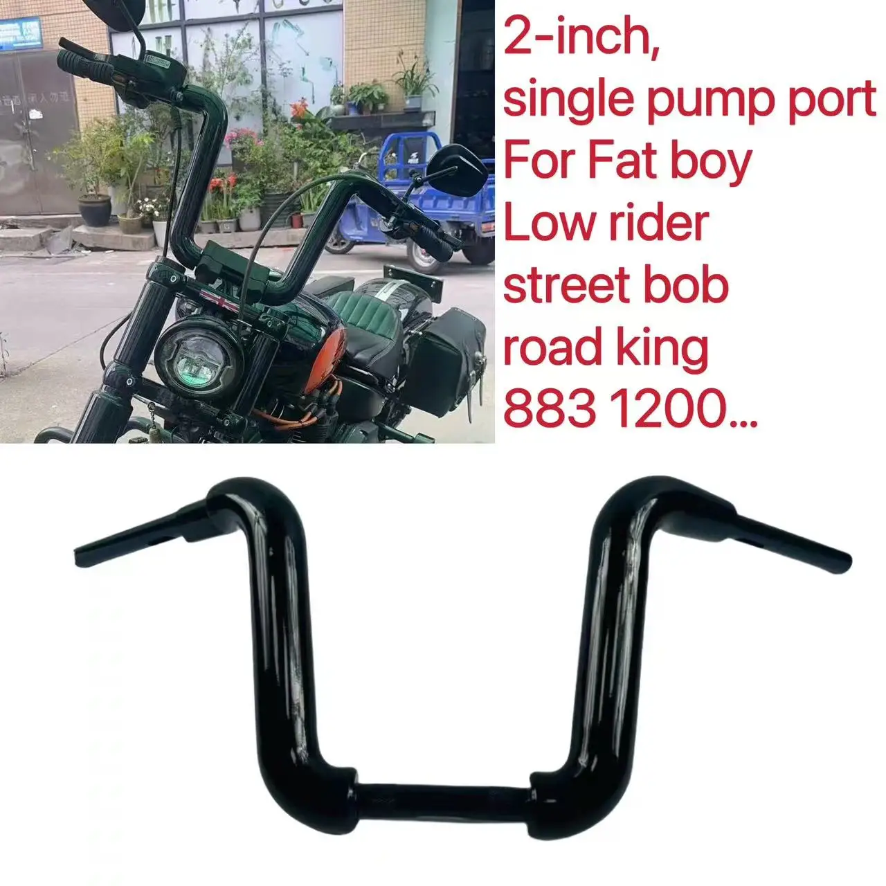 

Motorcycle 2'' APE Hanger Handlebar 10"-16" Riser For Harley Fat Boy Low Rider Street Bob Breakout Road King Heritage 883 48 Bar