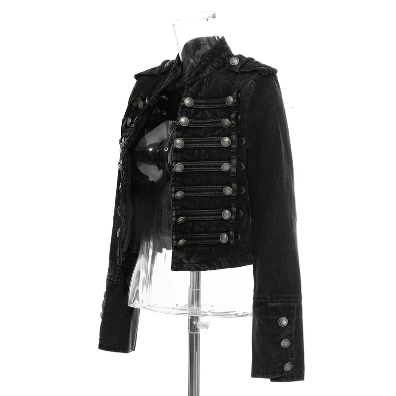 Streetwear Casual Loose Button Split Short Denim Jacket Dámská móda Jaro Podzim 2025 Stojáček s dlouhým rukávem Džínová bunda - náhled 2