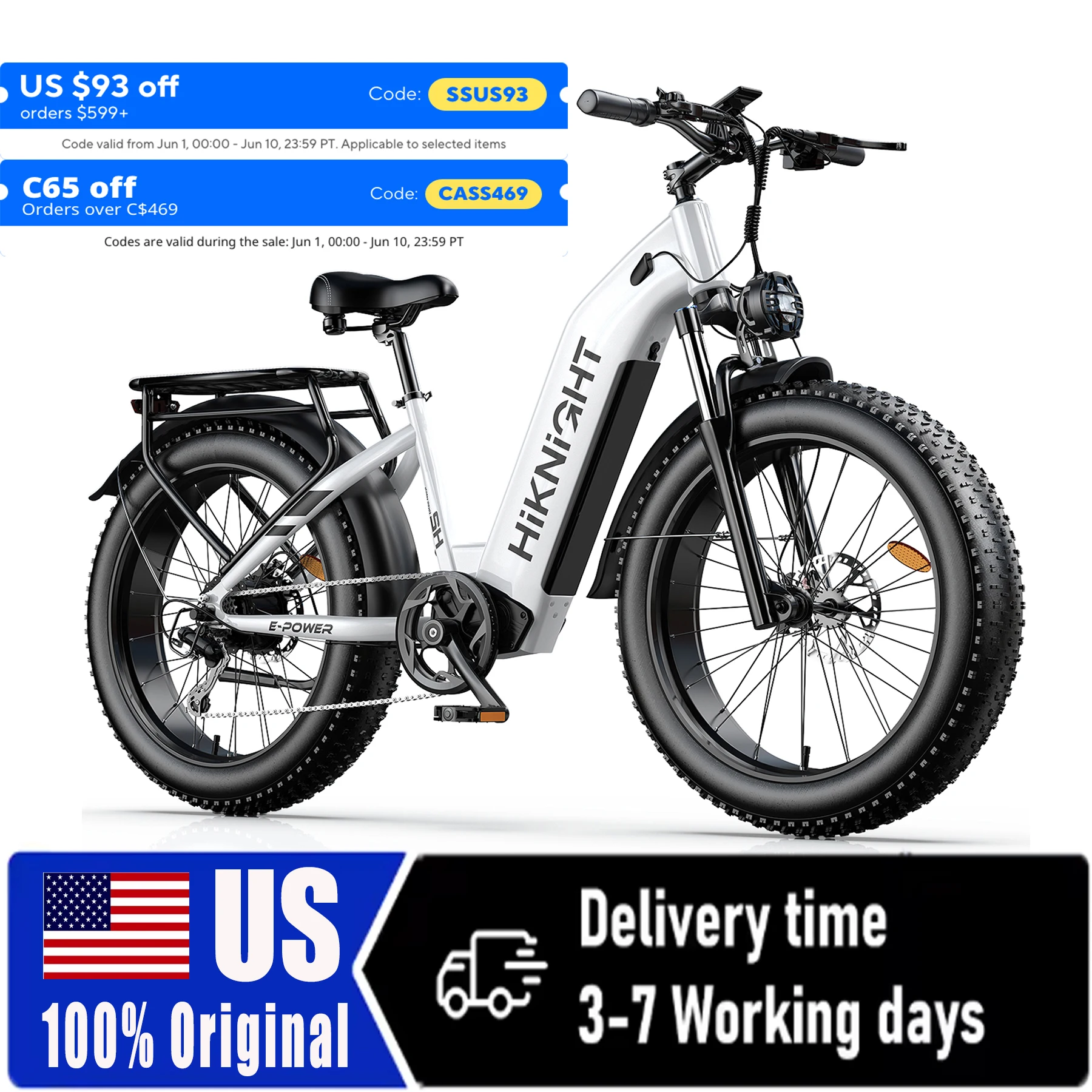 

HIKNIGHT H2PRO 3000W dual motor electric bicycle, supporting multi gear switching, wide tire all terrain off-road mountain, fat tire, color LCD display screen, leisure daily use, aviation grade quality battery