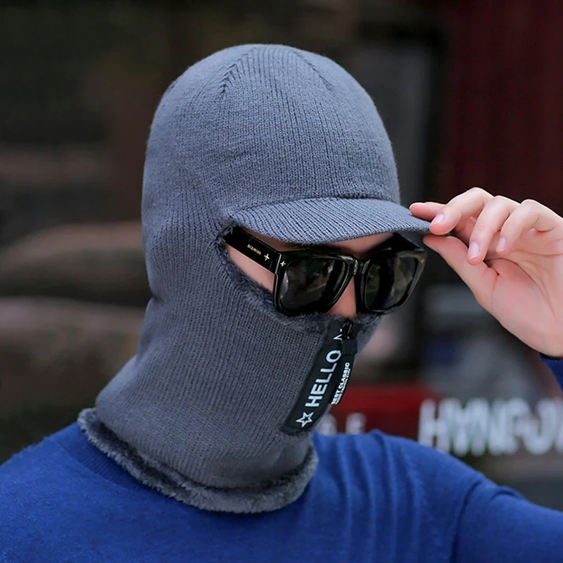 Bonnet en laine avec fermeture éclair pour hommes et femmes, épais, en peluche, une pièce, protection du cou, cyclisme en plein air, mâle, femelle, hiver