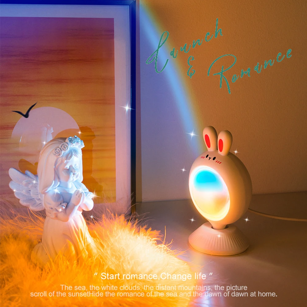 Cute Pet Sunset Light Net Red Photo Background Sunset Rainbow Projection Night Lights Bedroom Desktop Atmosphere Lamp