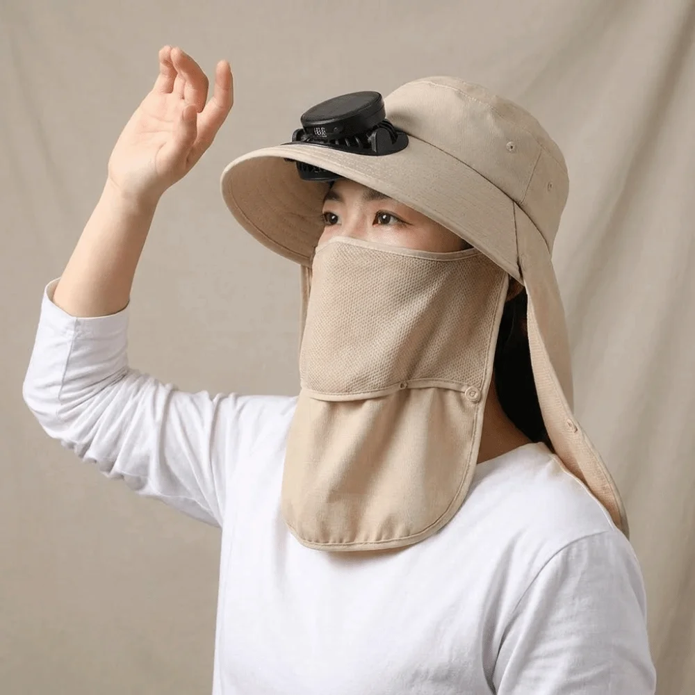 Quick Dry Solar Fan Hat Solar Charging Breathable Summer Fan Visor Cap UV Protection Digital Display Cooling Fisherman Hat