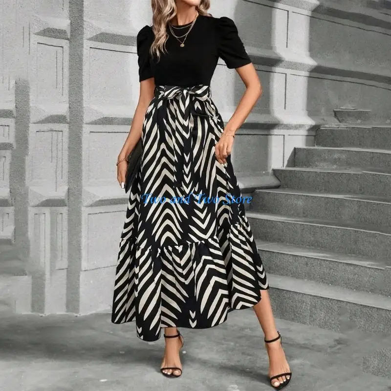 

HX6F Dresses for Women Casual Flowy Floral Maxi Dress Elegant Waist Beach Dresses