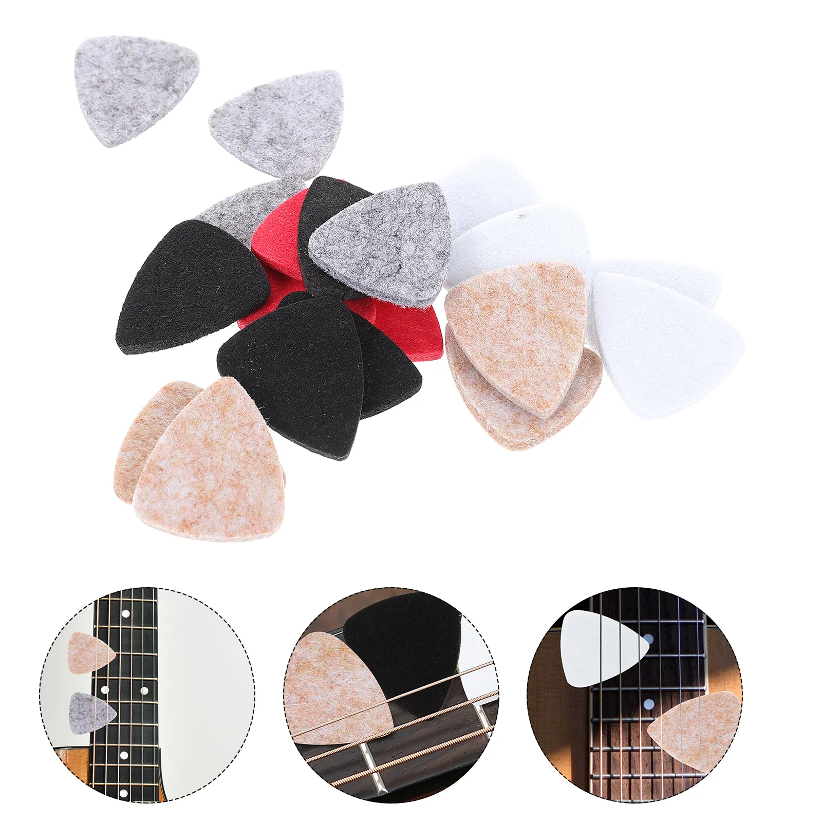 20 Pcs Guitar Felt Picks Mandolin Music Instrument Portable Ukulele Bass Plectrum Electric