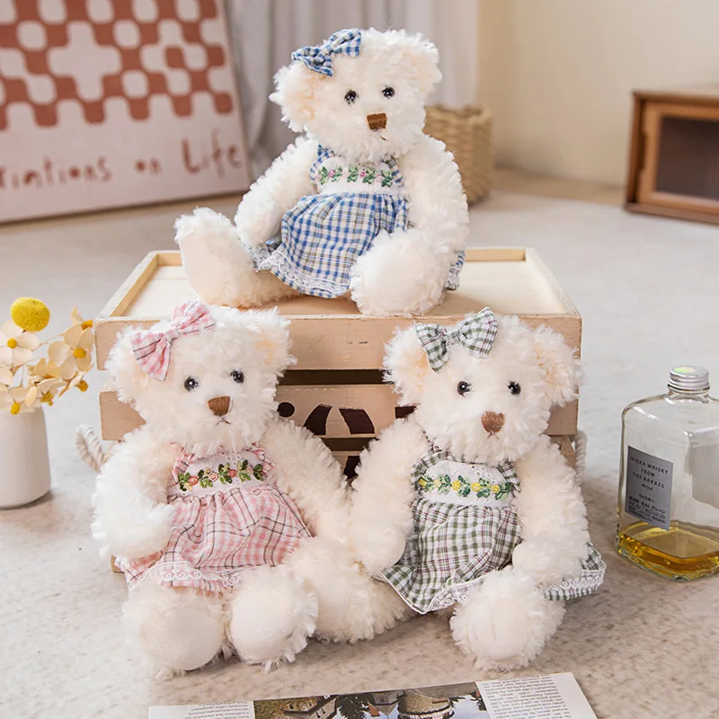 1 Pair Of Cute Couple Clothes Teddy Stuffed Toy Bear For Girl girlfriend First Girlfriend Stuffed Toy Animal Action Figure Gift