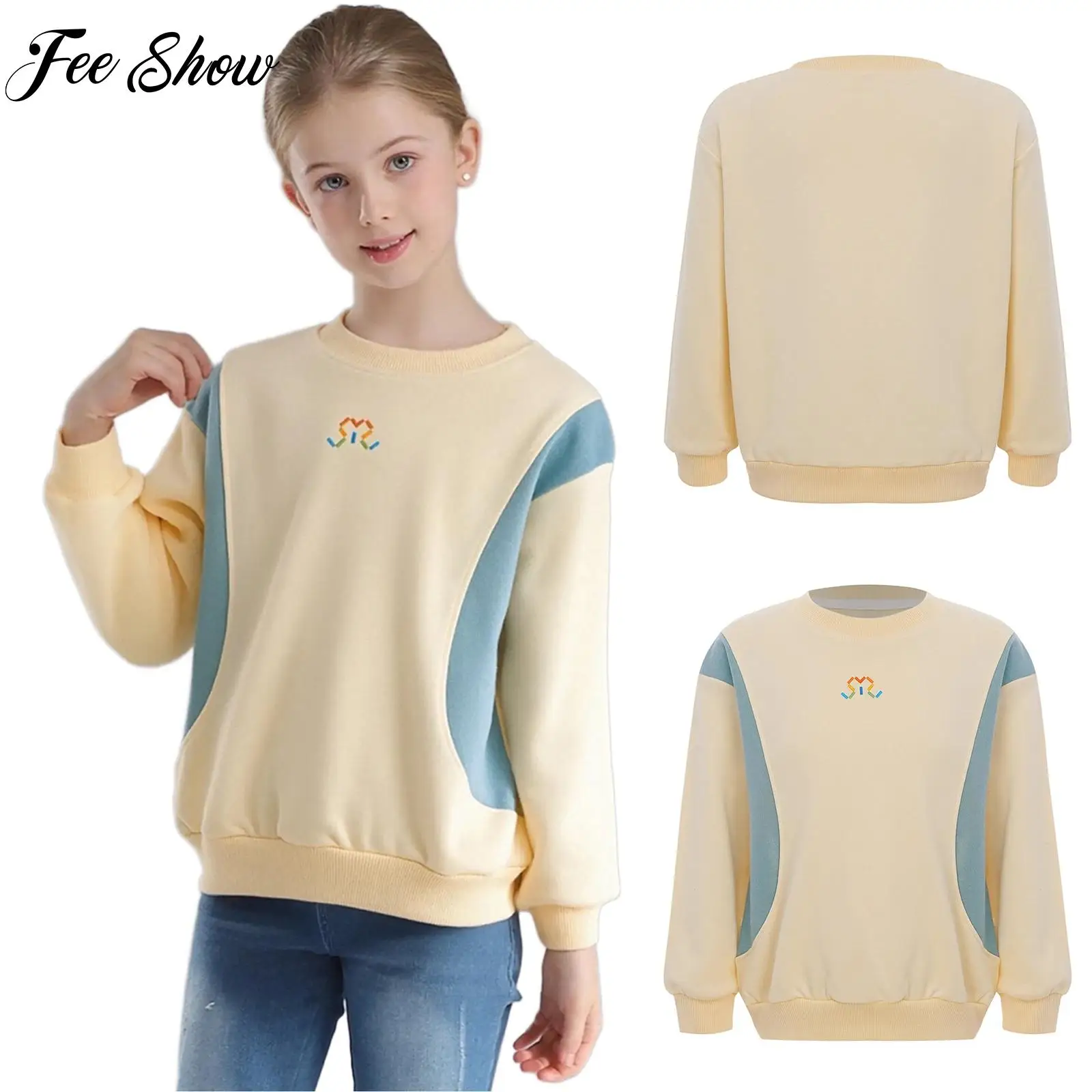 

Boys Girls Fashion Breathable Casual Sports Sweatshirt Color Block Sweatshirt Long Sleeve Pullover Top Holiday Tops Daily Wear