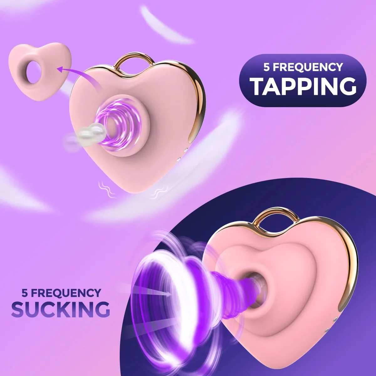 Heart Necklace Design Sex Toy 3 in 1 Vibrating Sucking Tapping Clitoral Nipple Anal Stimulation Adult Toys for Women Couples