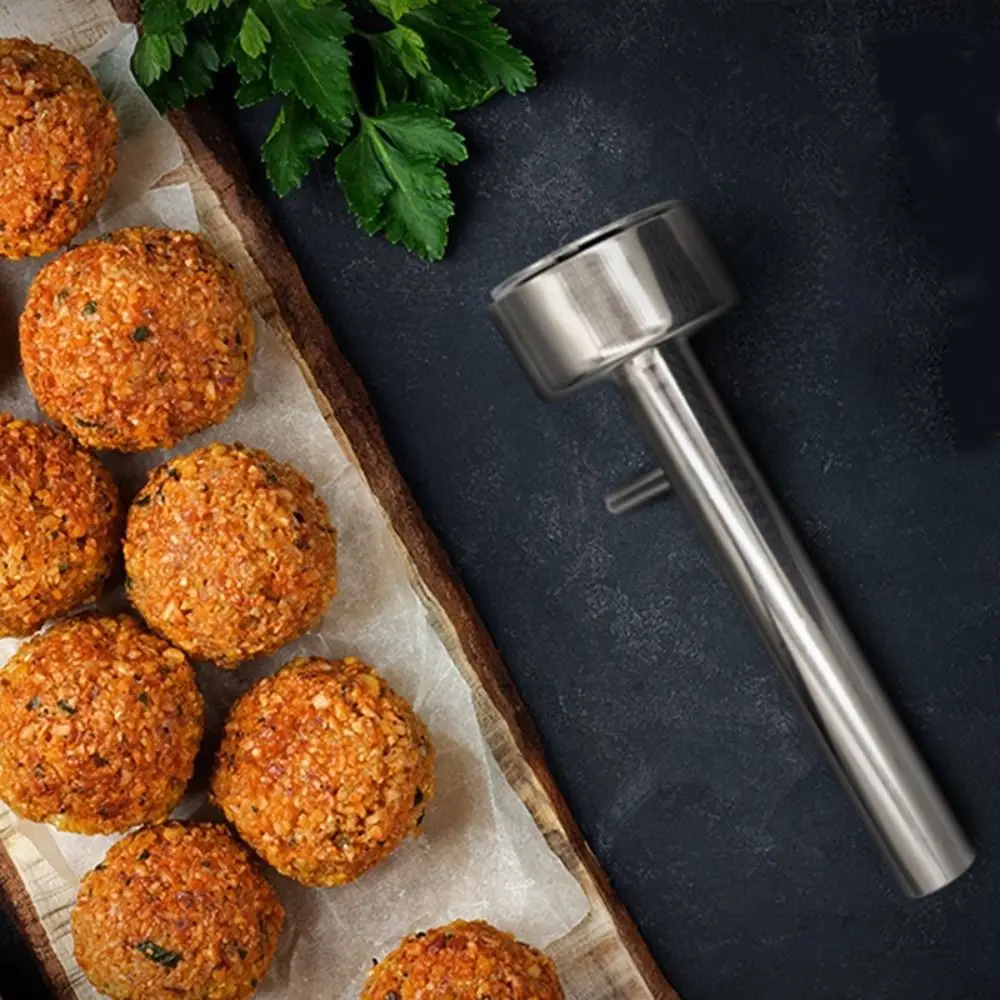 Stainless Steel Falafel Scoop Maker Brushed Finish Dishwasher-Safe Meatball Mold Non-Stick Falafel Press Kitchen Supplies