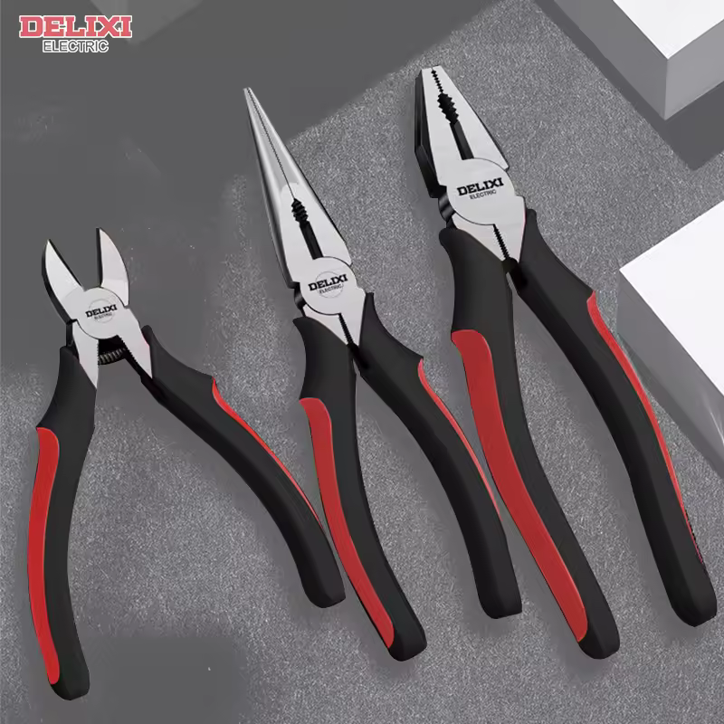 DELIXI ELECTRIC Wire Pliers,Sharp Large Opening Diagonal Pliers Needle Nose Pliers,for Cutting,Twisting and Clamping MetalWires
