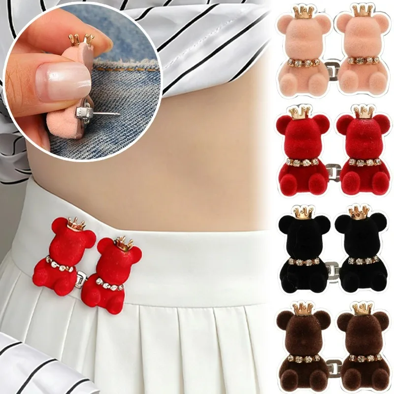 

Плюшевая пряжка для ремня с медведем, бархатные пряжки со стразами на талии, модные застежки для женщин, регулируемые джинсовые юбки, аксессуары без ногтей, сделай сам