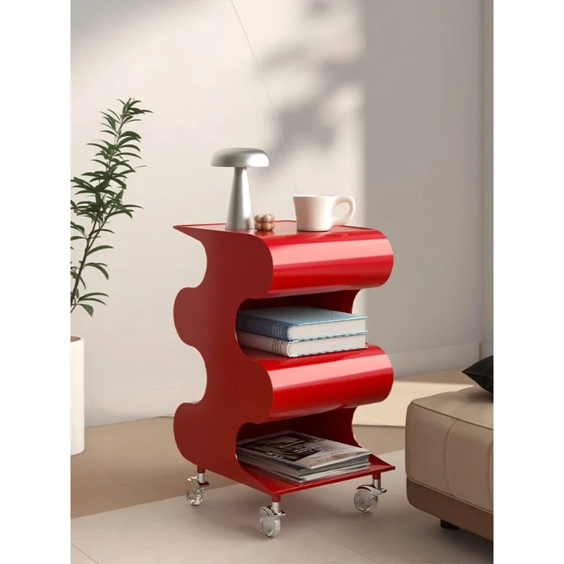 

Nordic Vintage Rolling Storage Cart Mobile Side Table for Sofa Home Living Room Multi-functional Movable Storage Organizer Rack