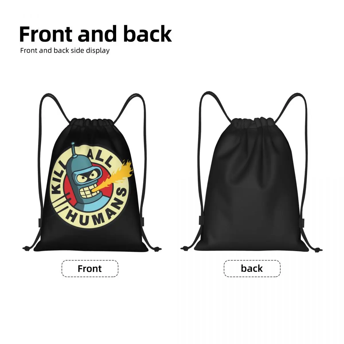 Comedy Animation Futuramas Drawstring Backpack Women Men Sport Gym Sackpack Foldable Training Bag Sack