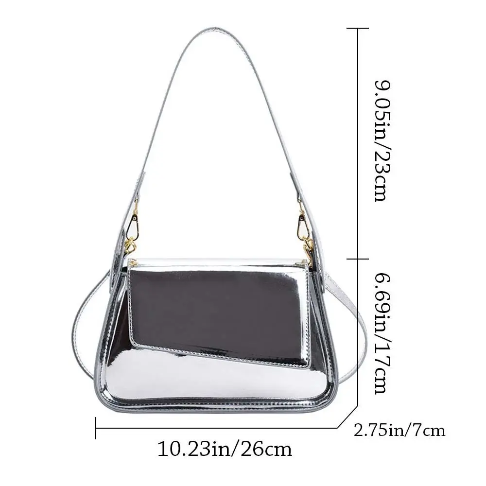 2023 New Fashion Versatile Shoulder Glossy Silver Chic Casual Crossbody Bag Women Luxury Designer Purses Handbags Underarm Bag