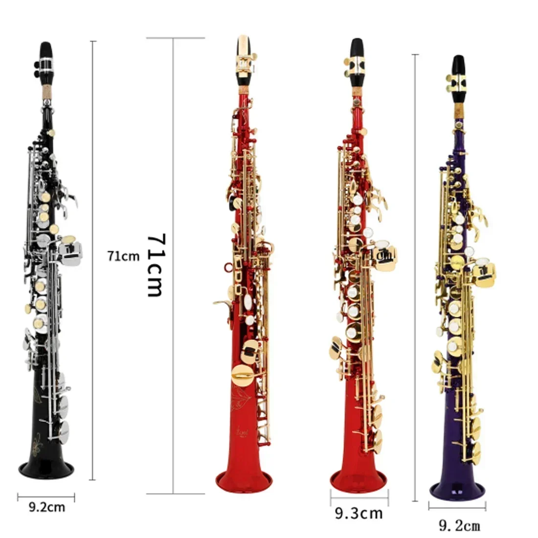 SLADE Brass Straight Soprano Saxophone Professional Bb B Flat  Sax Saxfone Natural Shell Key Carve Pattern Multicoloured Sax