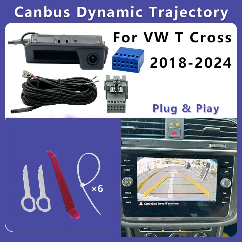 

Задняя камера заднего вида iTOPCAM для VW T Cross t-cross 2018 2019 2020 2021 2022 2023 с динамической траекторией Canbus Plug and play