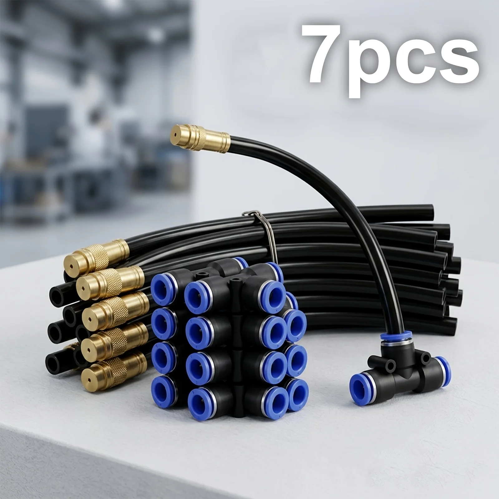 7Sets 360° Rotating Irrigation Sprinkler Nozzle Drip Fitting for 8/12mm PE Pipe Quick Lock Connector Garden Lawn Misting Cooling