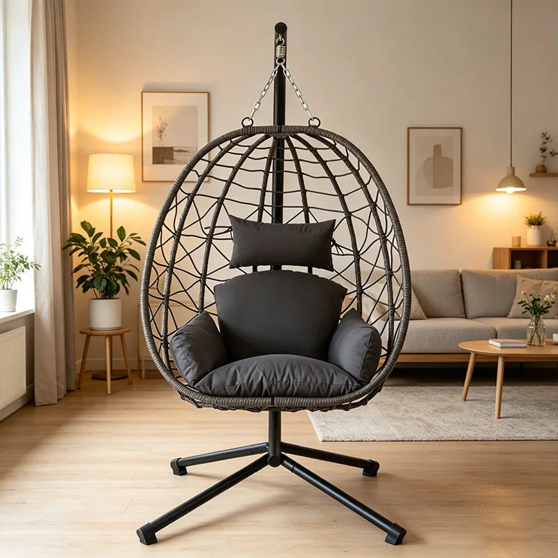 Light luxury rattan eggshell hanging chair household balcony lazy swing chair single leisure cradle chair Internet celebrity
