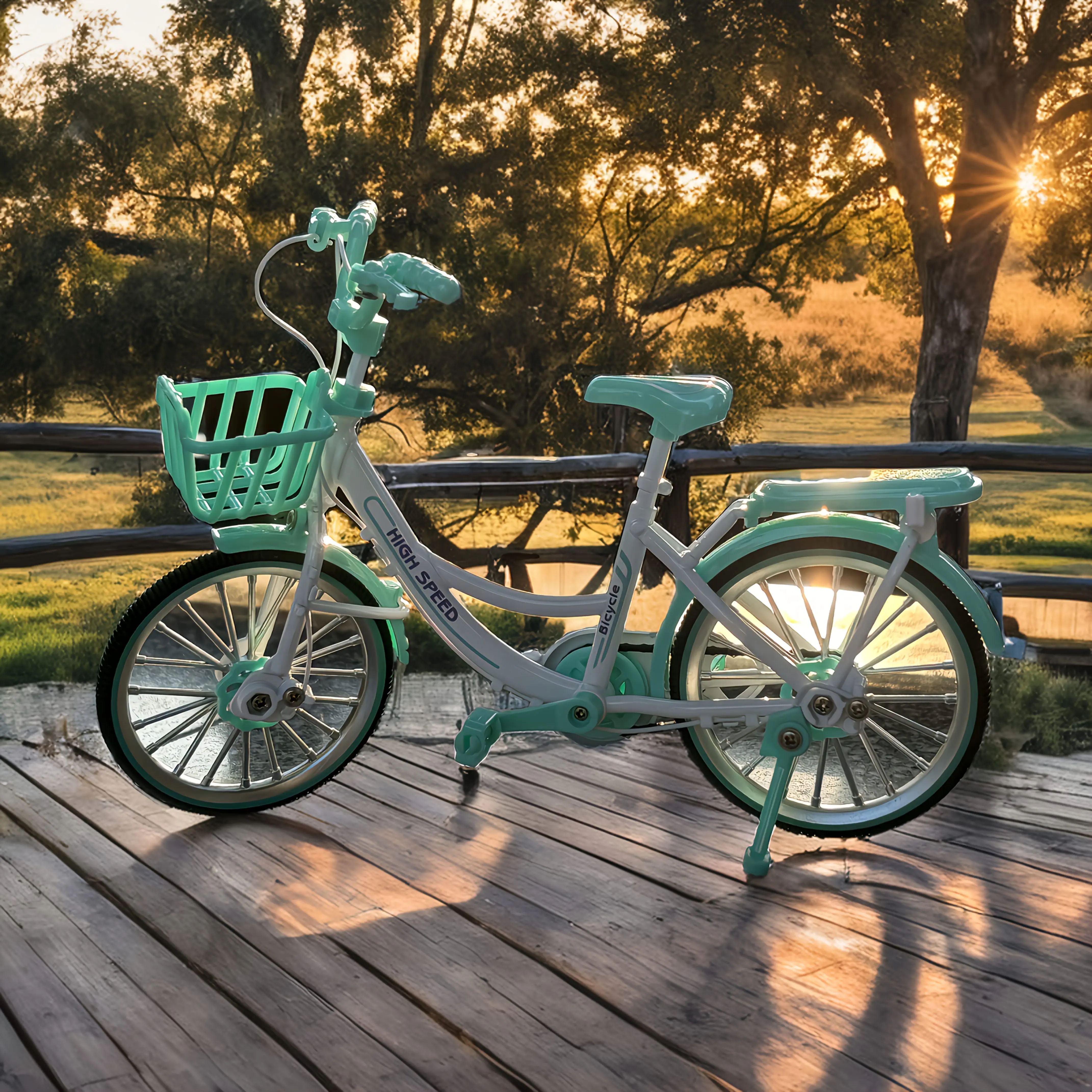 Ozdoba w stylu vintage, nowy model roweru na palec dla kobiet, dekoracyjny przedmiot kolekcjonerski, z niebieskim rowerem, łańcuchem, odpowiedni do wprowadzania w obracanie się na rowerze dla dzieci, prezent urodzinowy, prezent świąteczny, prezent na Halloween i Wielkanoc.