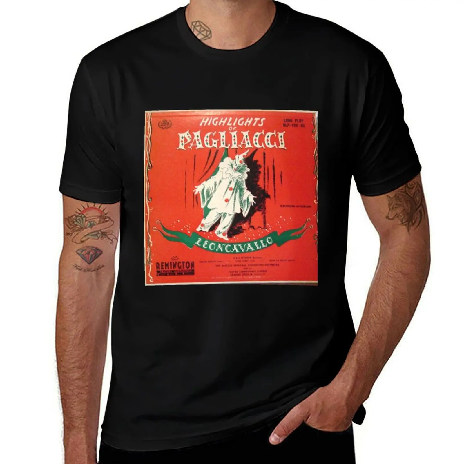 Pagliacci, Sad Clown, Opera lp T-Shirt Big Size Short Sleeve Tee for Men T-Shirt