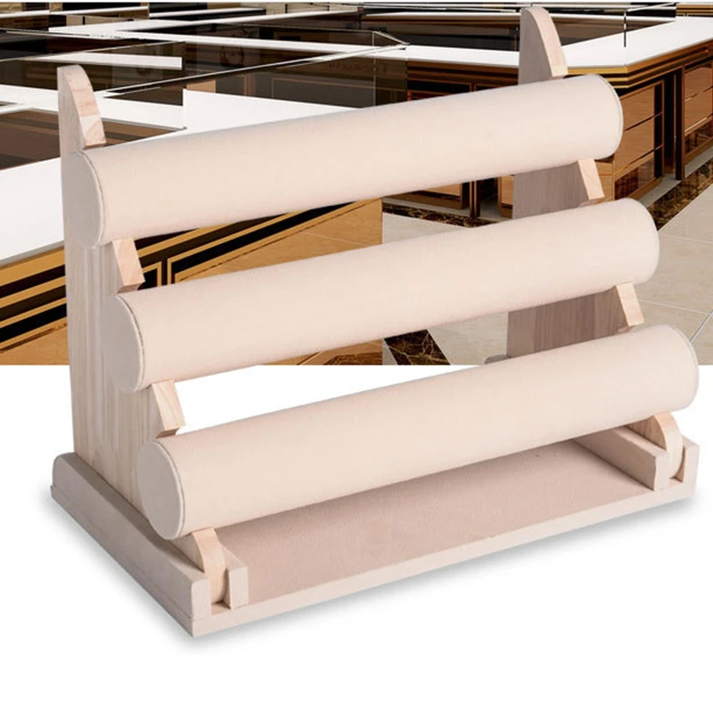 3 Tiers Jewelry Rack Bracelet Necklace Stand Display Earring Organizer Log Color