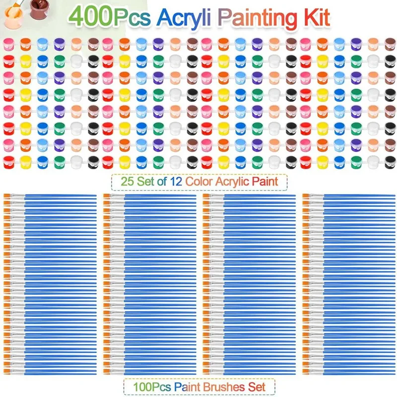 Mini Acrylic Paint Set For Crafts, 12 Colors Individual Clay Paint Craft Acrylic For Birthday Partysip & Paint Night