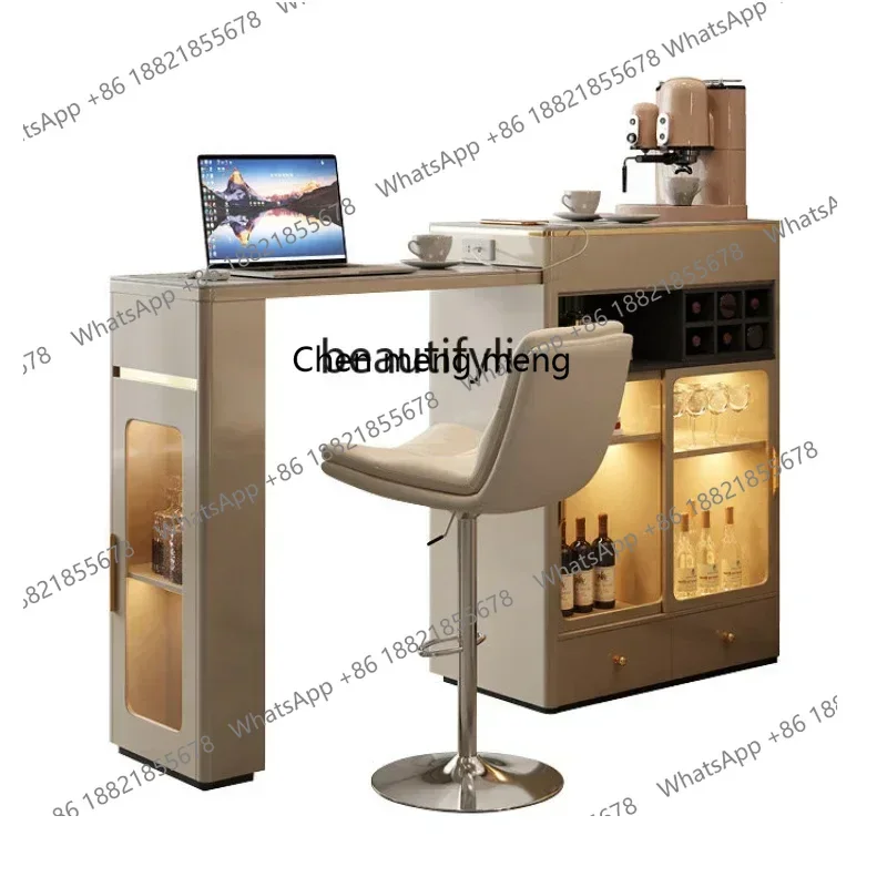 lt Stone Plate Retractable Counter Home Living Room Modern Minimalist Open Kitchen Integrated Hallway Small Bar TableSS 8617