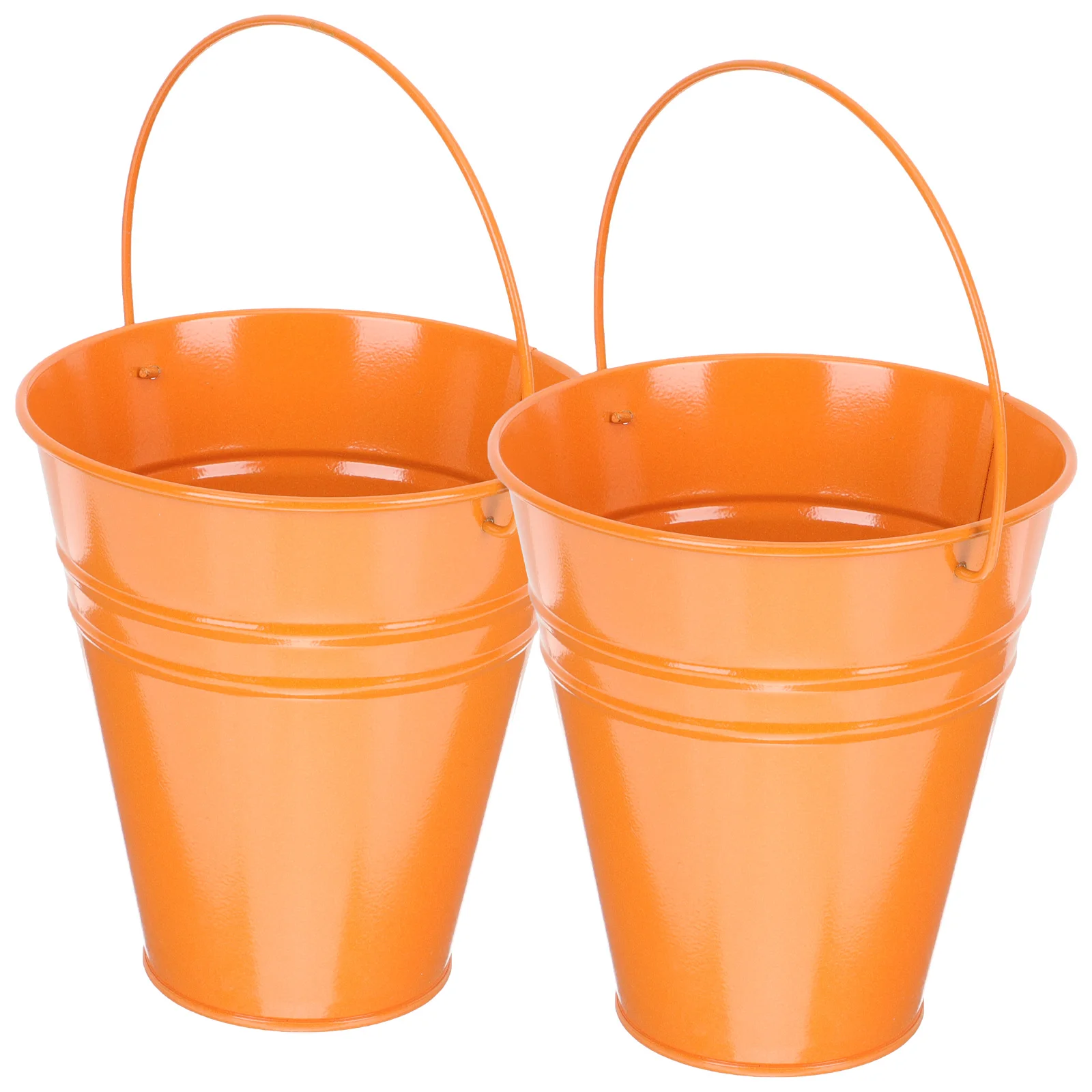 

2 Pcs Drum Metal Flower Planter Vases Small Pot Pots Iron Bucket with Handle Buckets Handles