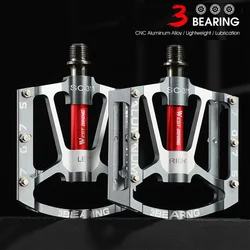 Bicycle Pedals 3 Bearing Sealed Non-Slip MTB Pedals Aluminum Alloy Flat Pedals Widen Bicycle Footboard Waterproof Bike Parts