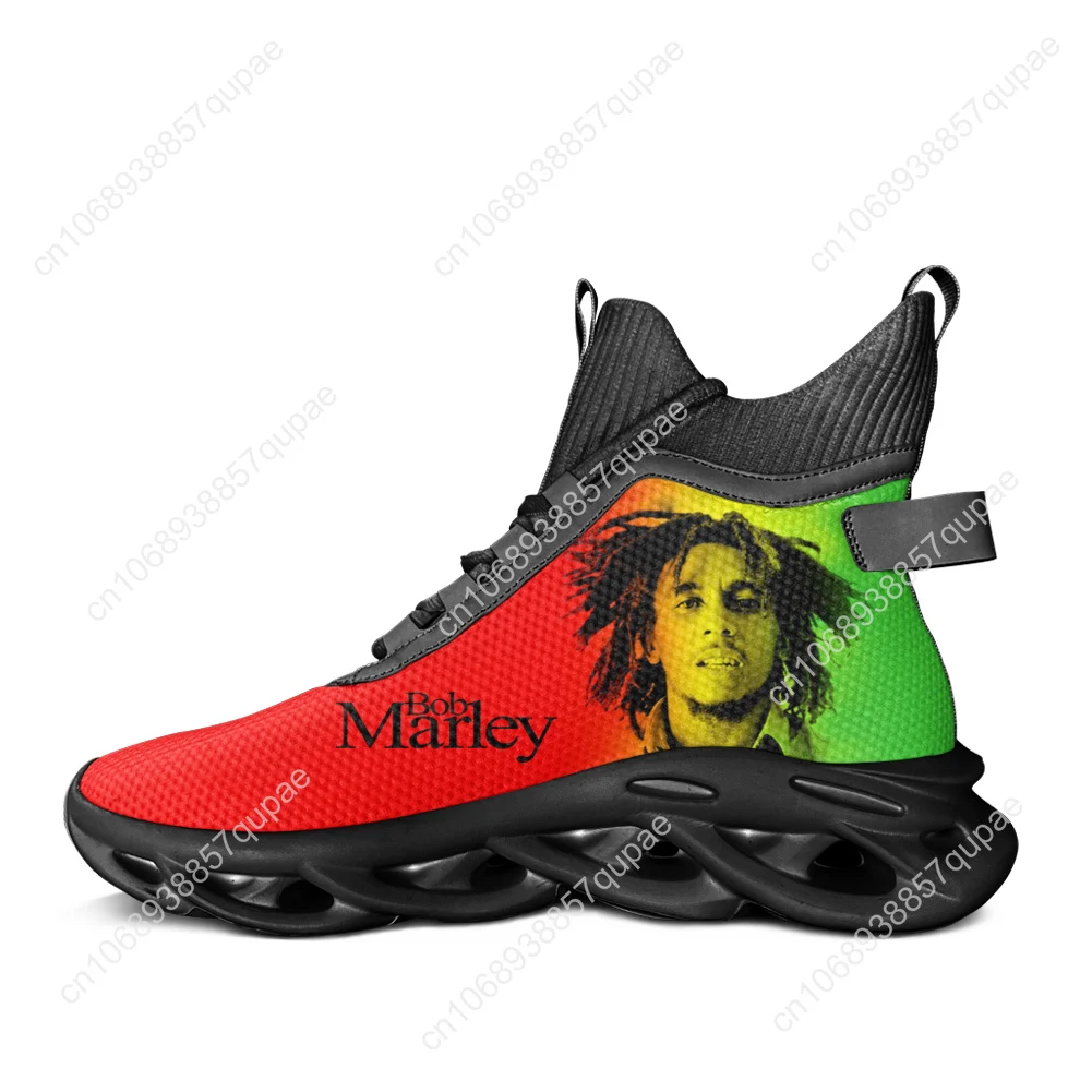 Bob Marley High Top Flats Sneakers Jamaica Singer Reggae Rock Mens Womens Sports Running Shoes Sneaker Lace Footwear Custom Shoe