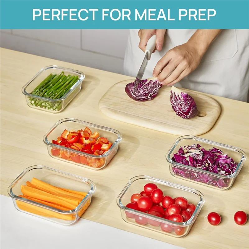 

【FLASH DEAL】Glass Storage Containers With Lids(5Pack), 22 Oz For Microwave, Oven, Dishwasher-Food Prep Meal Container Set
