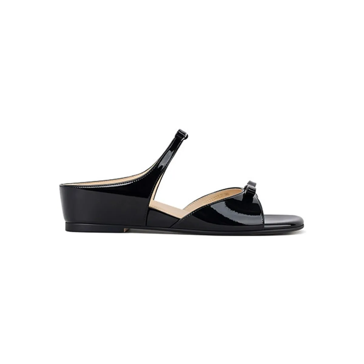Patent women dress slide kitten heel shoes