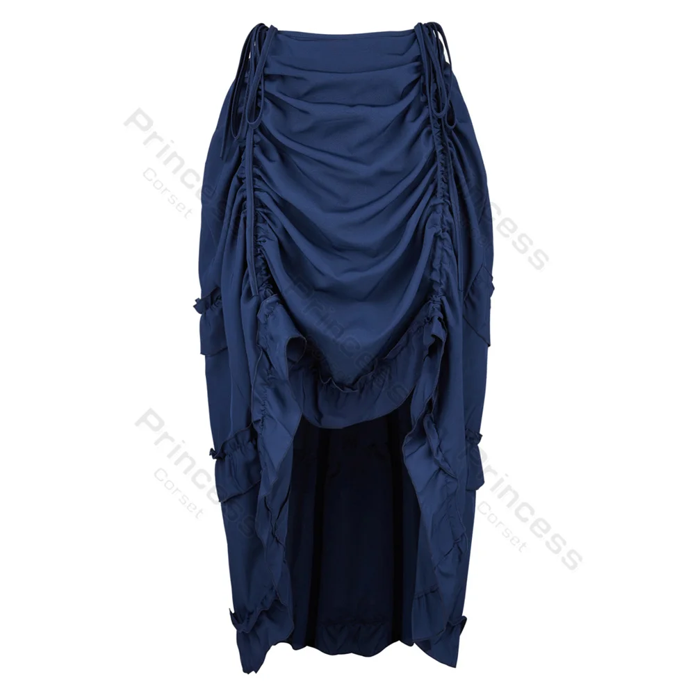 Steampunk Rok Plus Size Pirate Kostuum Trekkoord Jurk Vrouwen Hoge Lage Rok Maxi Onregelmatige Rok Harajuku Bruin Blauw Geel