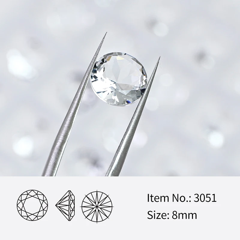 8MM Round K9 Pointed Back Rhinestone Transparent Nail Crystal  Decoration for women\'s Clothing Beads for Needlework