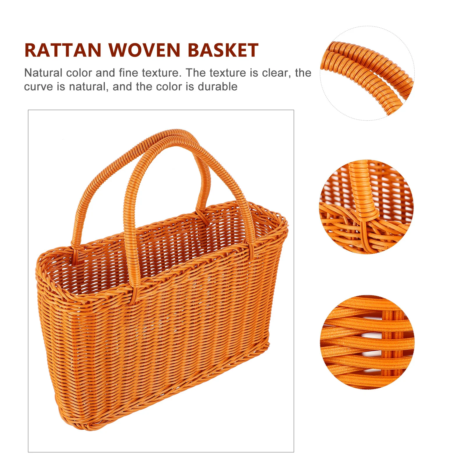 

1Pcs Household Storage Container Fine Texture Imitation Rattan Basket for Kitchen Utensils Fruits Vegetables Decorative Home