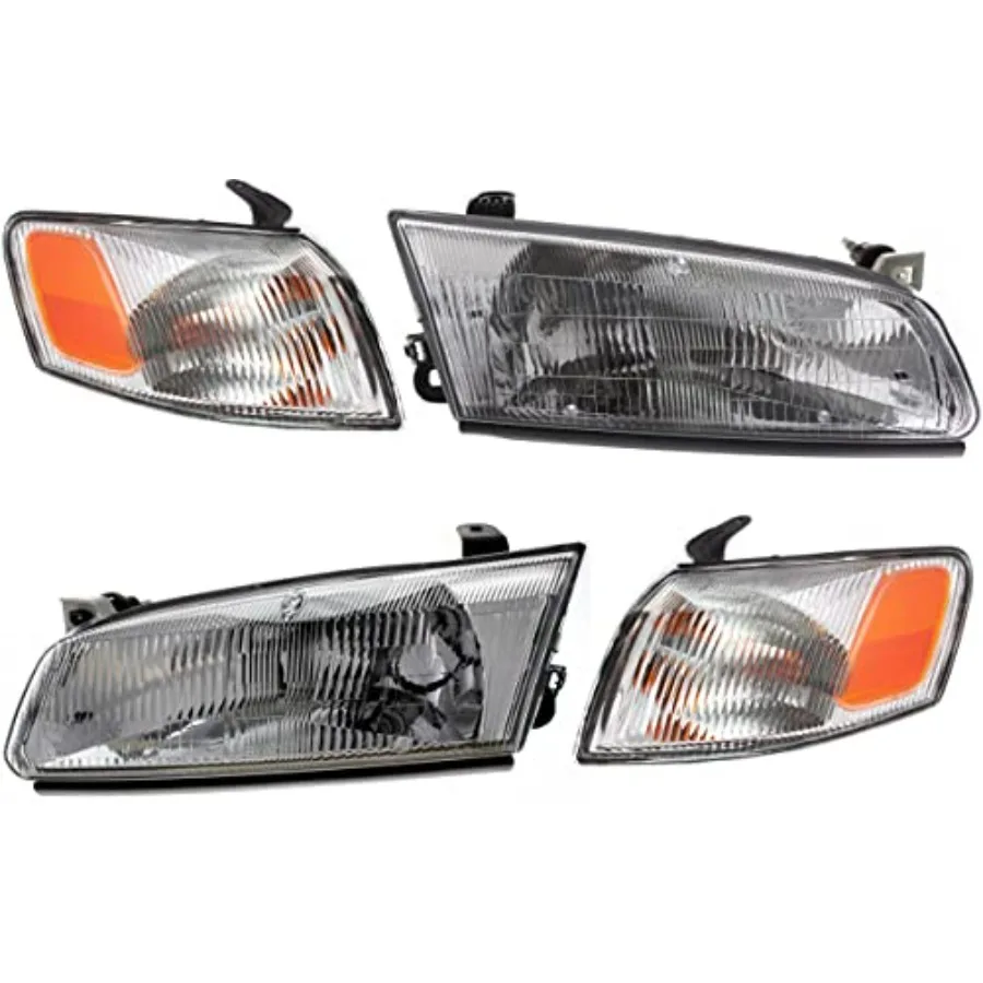 

Headlight Assembly Pair for Toyota Camry CE LE XLE 1997-1999 Halogen With Bulbs, Driver and Passenger Side, W/Corner Light Repla