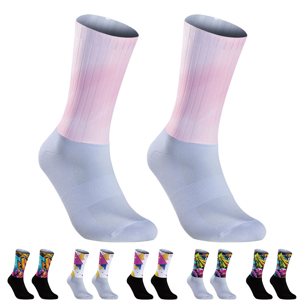 

Summer 2024 New Aero Bike Team Cycling Sock Silica Gel Non-slip Breathable Pro Sports Socks Men Women