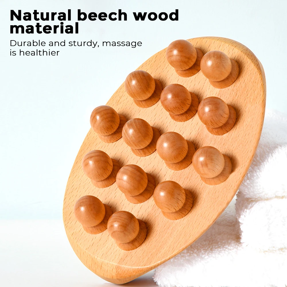 

14 Beads Handheld Gua Shua Massage Roller Natural Wood Waist Neck Back Leg Body Meridian Scraping SPA Anti Cellulite Relaxation