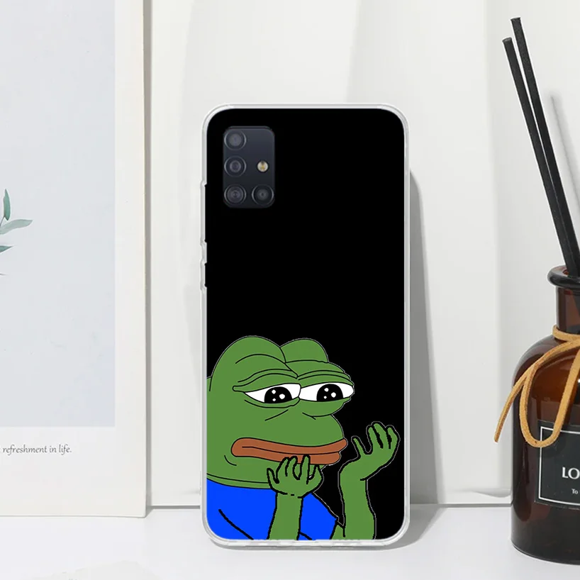 Cute Frogs Party Sad Pepe Phone Case For Samsung A51 A41 A31 A21S A11 A01 A71 A50S A40 A30S A20E A10S A70 A6 A7 A8 A9 Plus Back