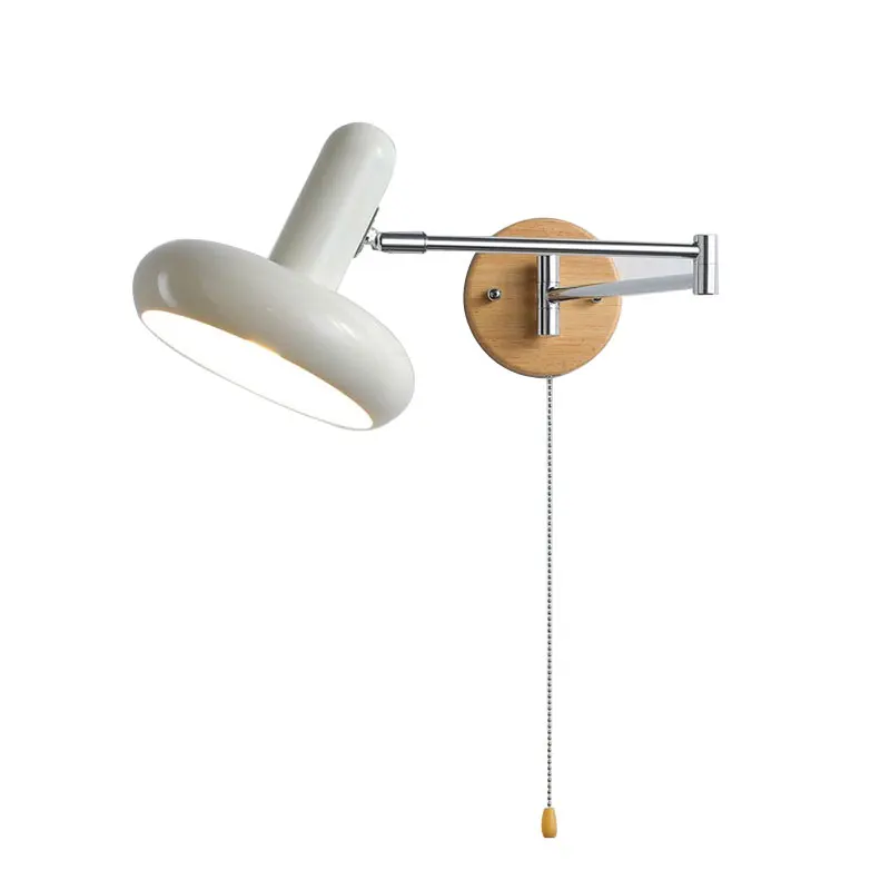 Bauhaus Cream Wind Rocker Arm Wall Lamp With Switch Bedside Wall Lamp Vintage Bedroom Study Telescopic Folding Reading Lamp