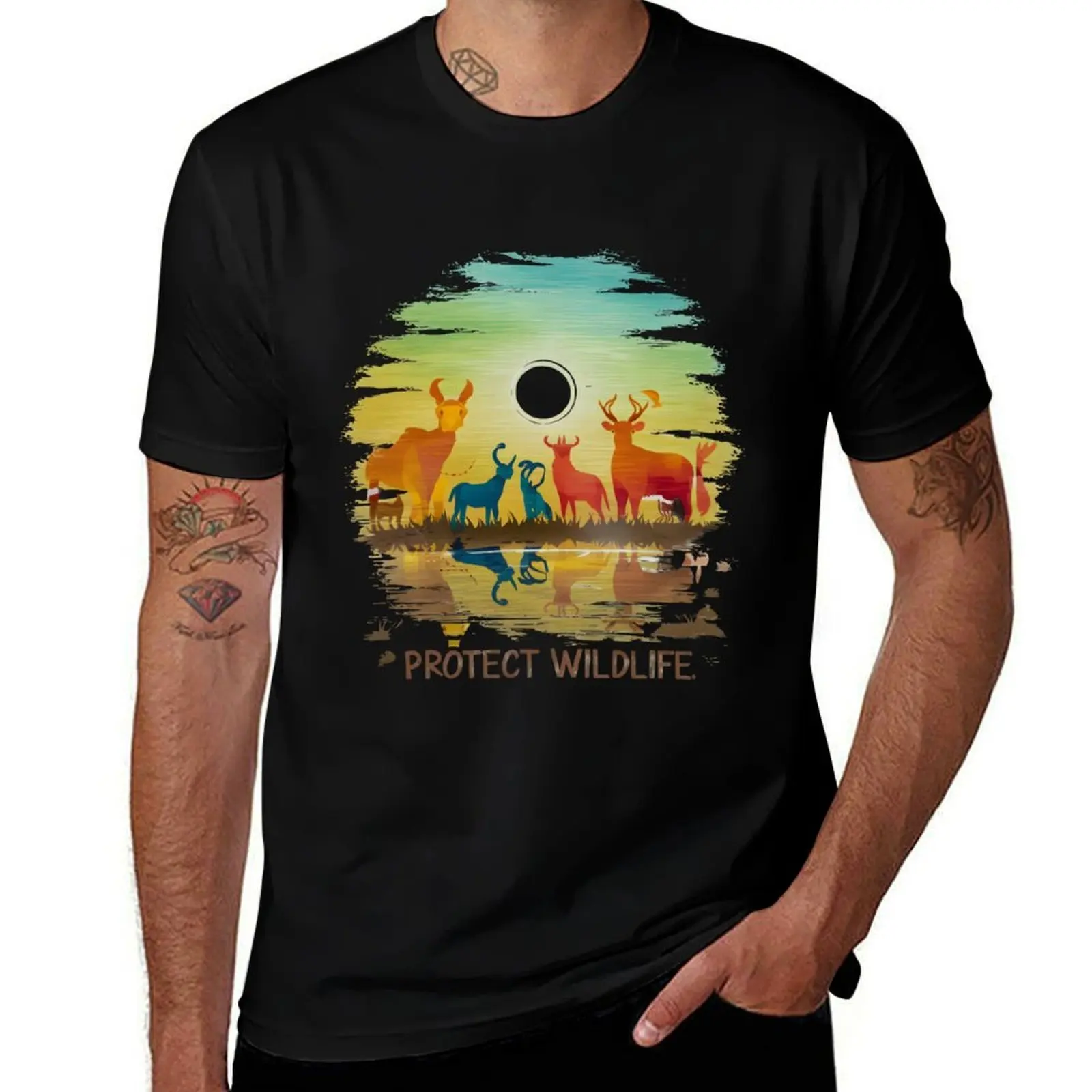 Protect Wildlife, Ecological, Ecologist, Environmentalism, Eco Gift, Artistic T-Shirt Big and Tall Gym T-Shirt