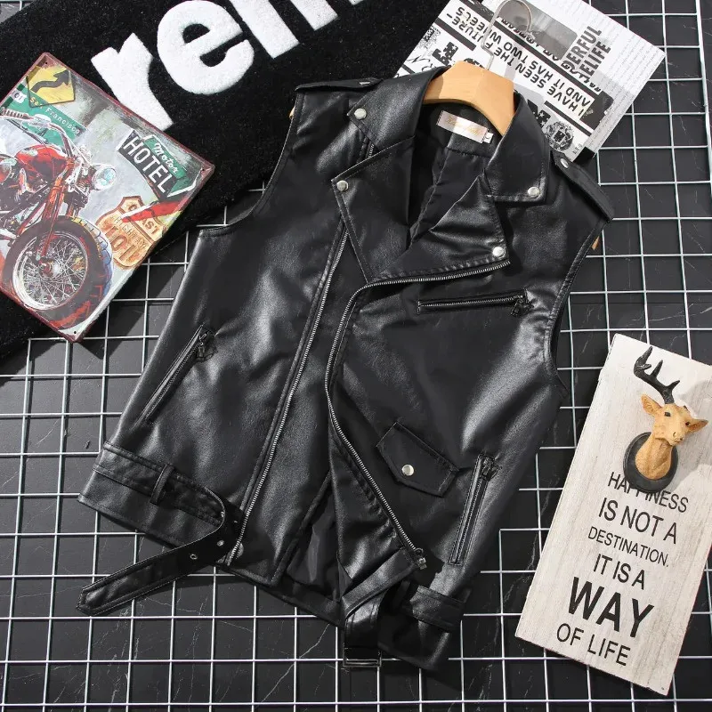 Autumn/Winter PU Leather Punk Style Sleeveless Camisole Vest